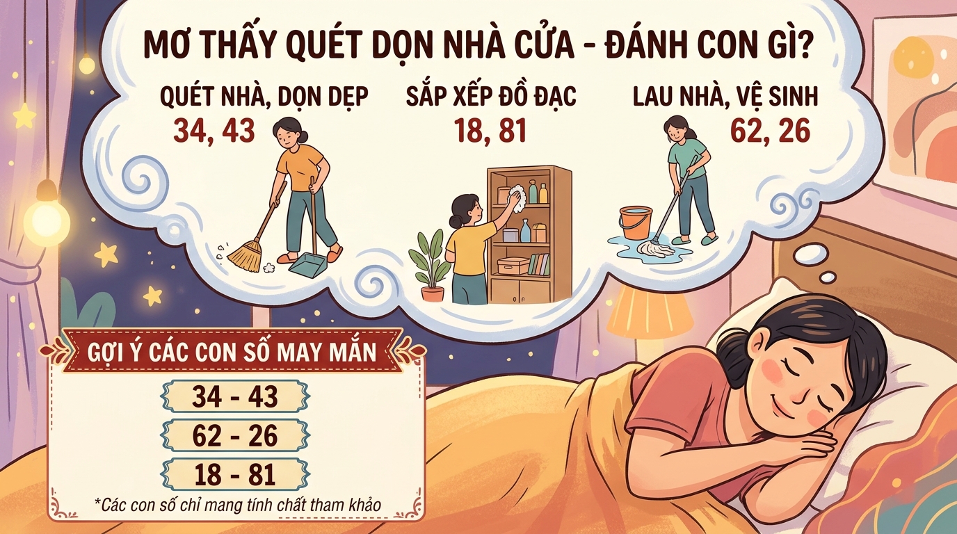 Nằm mơ thấy dọn dẹp nhà cửa đánh con gì, đánh số mấy