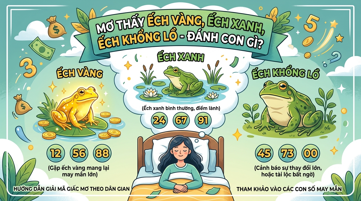 Mơ thấy ếch vàng, ếch xanh, ếch khổng lồ đánh con gì