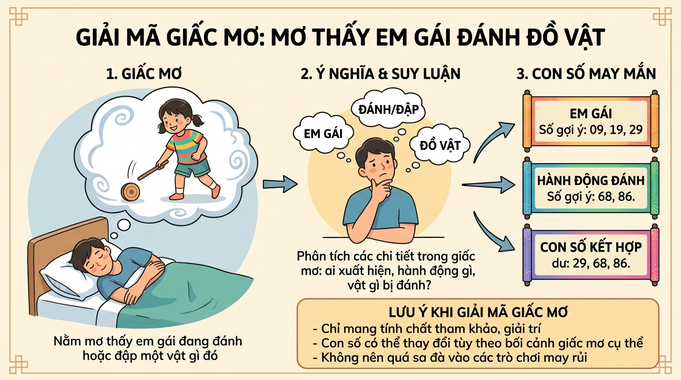 Nằm mơ thấy em gái đánh con gì, số mấy trúng lớn