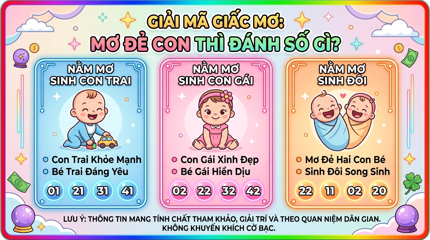 Nằm mơ đi đẻ con trai con gái sinh đôi đánh con gì