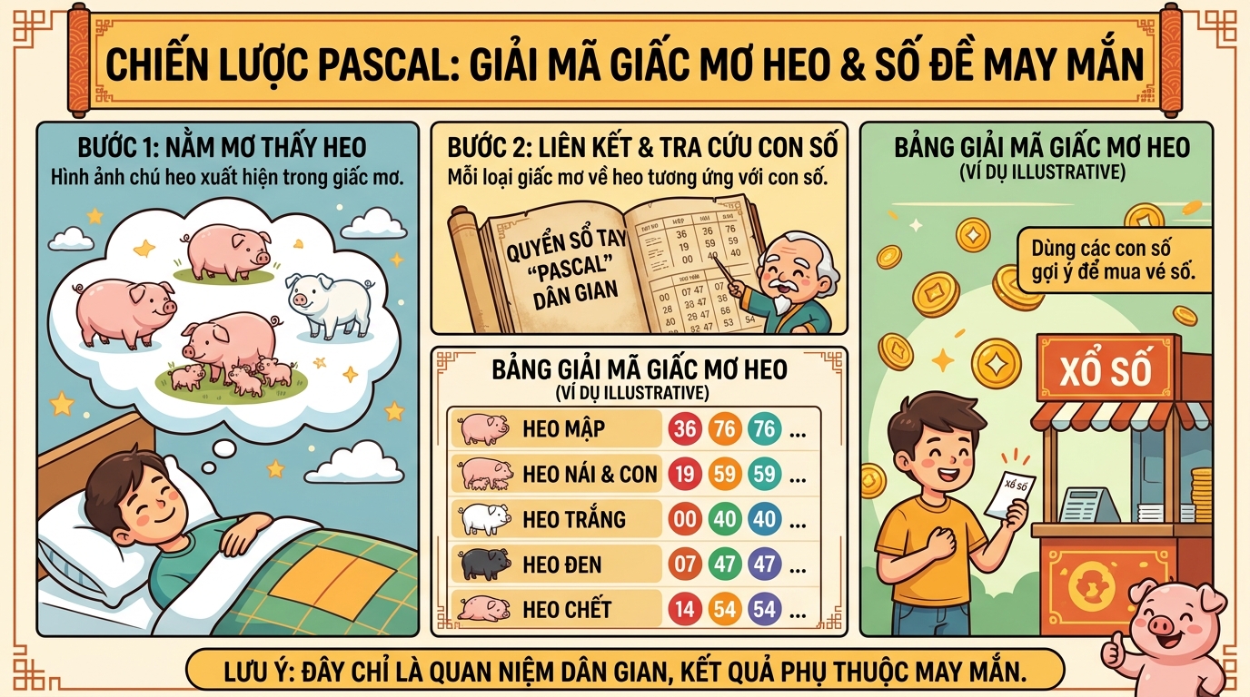 Chiến thuật soi cầu Pascal chốt số khi mơ thấy heo