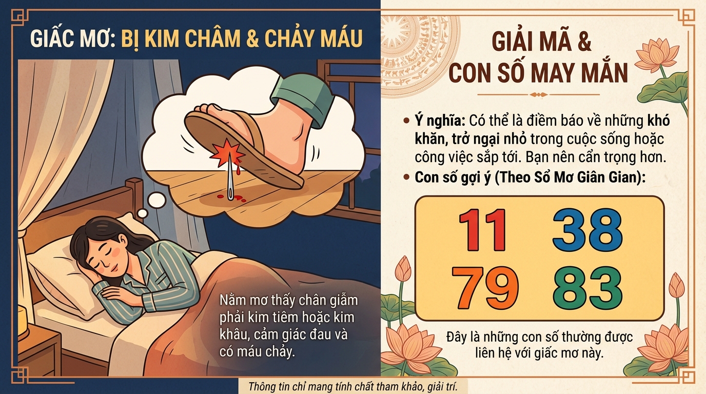 Nằm mơ thấy đạp kim tiêm, bị kim tiêm đâm chảy máu đánh con gì