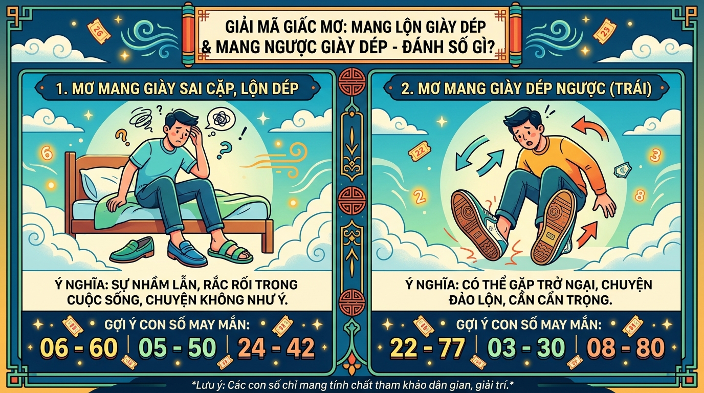Nằm mơ thấy mang lộn dép, mang dép ngược đánh số mấy