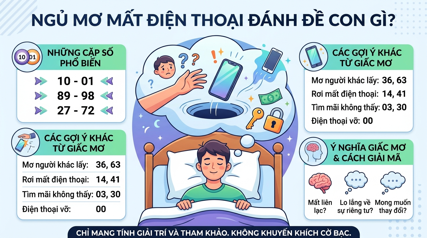 Nằm mơ mất điện thoại đánh đề con gì, số mấy