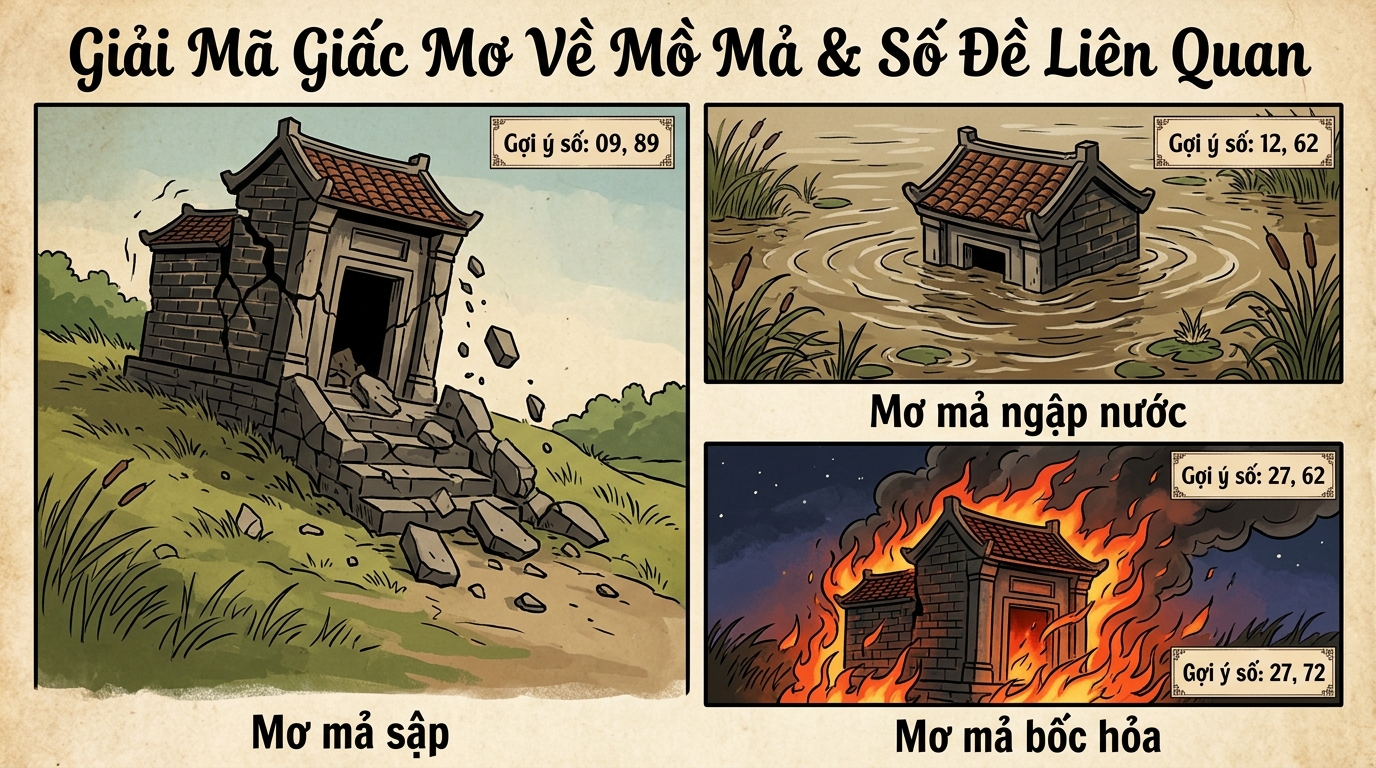 Nằm mơ thấy mộ bị sập đánh con gì, mộ ngập nước, mộ cháy