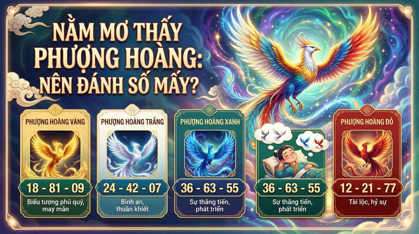 Nằm mơ thấy phượng hoàng vàng, trắng, xanh, đỏ đánh con gì