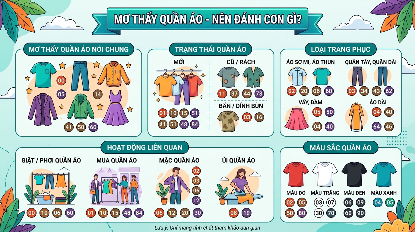 Nằm mơ thấy quần áo đánh số gì, nằm mơ thấy quần áo là đánh số mấy