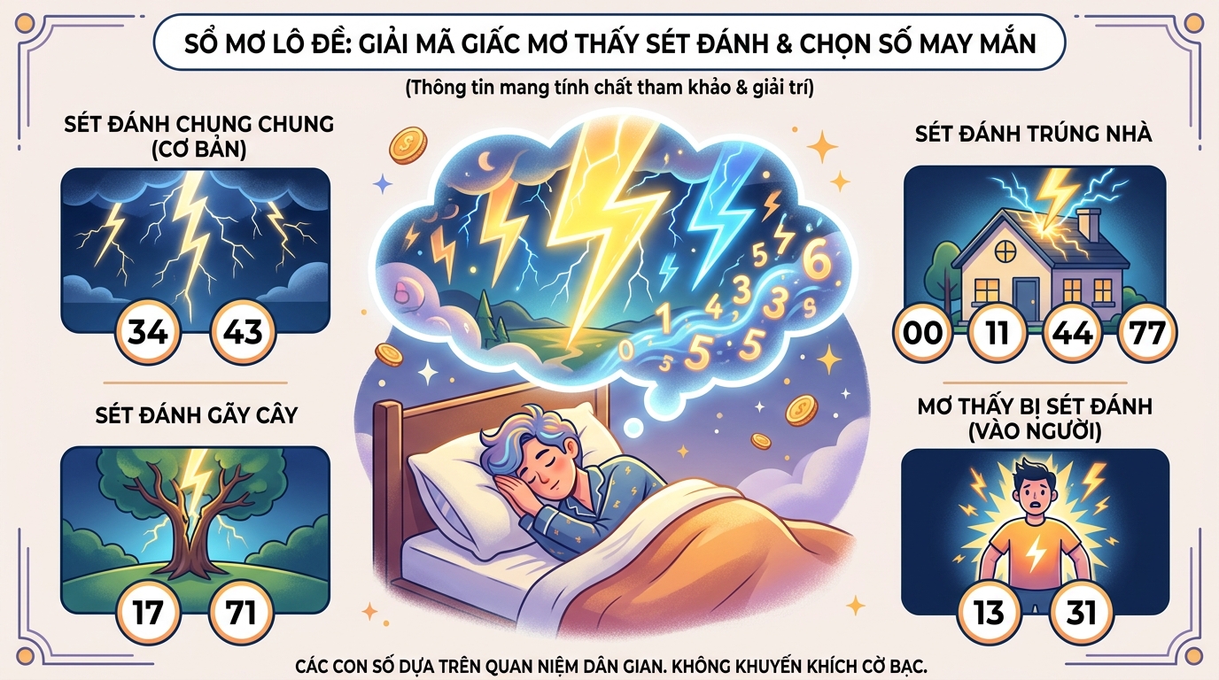 Nằm mơ sét đánh cháy nhà đánh con gì, sét đánh cây đánh số mấy