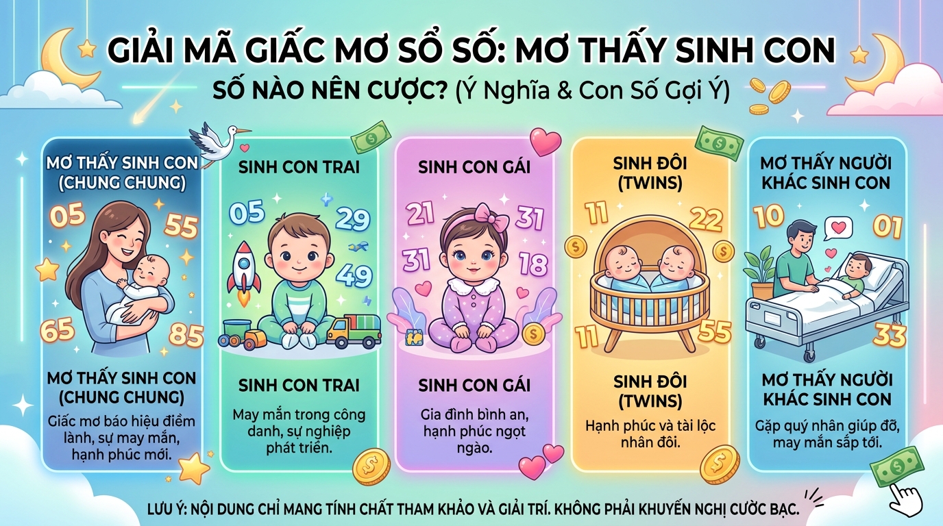 Sổ mơ lô đề nằm mơ sinh con đánh số gì, đánh con mấy