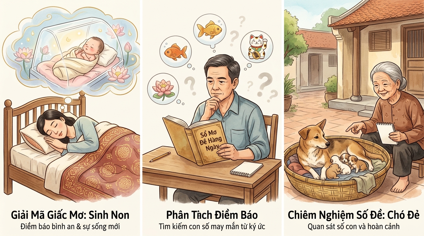Nằm mơ thấy sinh non đánh con gì, chó sinh con đánh số mấy