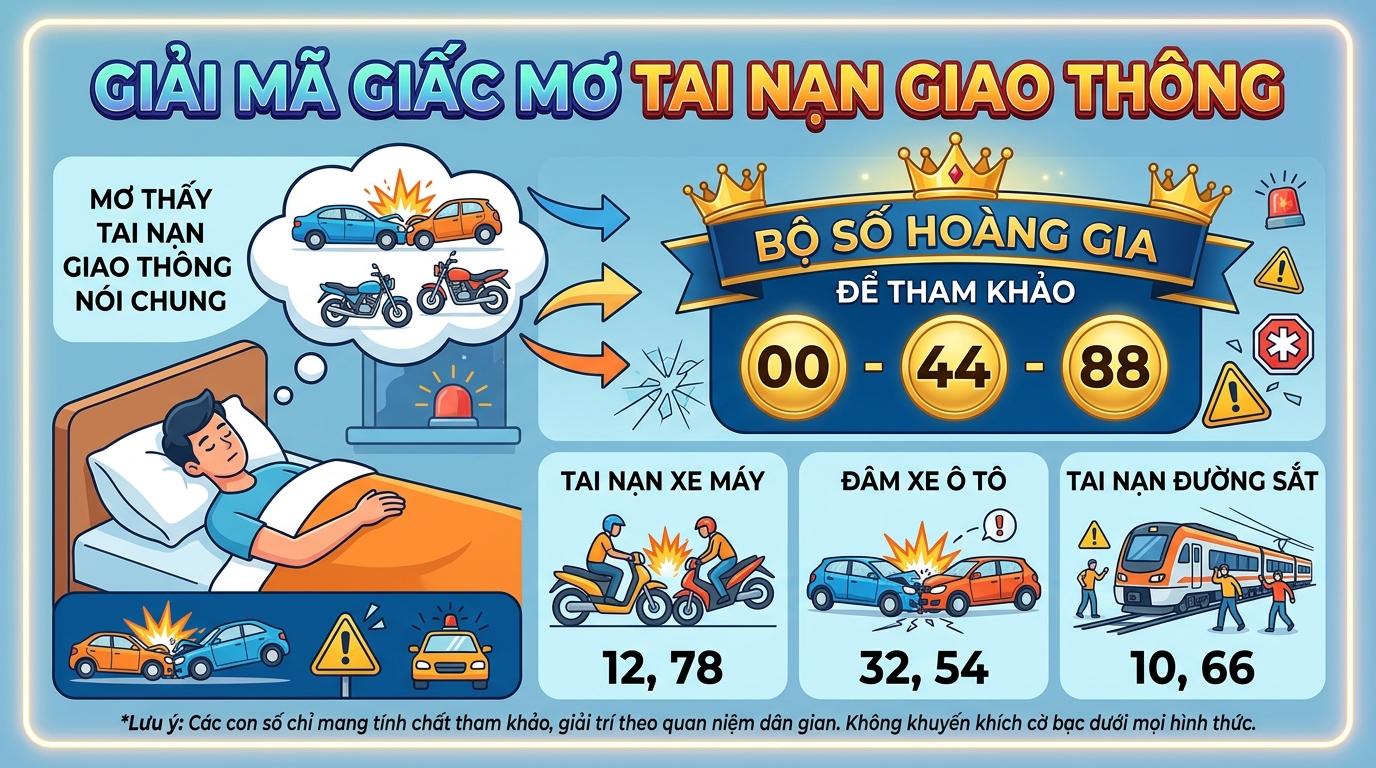 Nằm mơ thấy tai nạn giao thông chung chung đánh con gì chốt ngay bộ khung vương giả 00 - 44 - 88