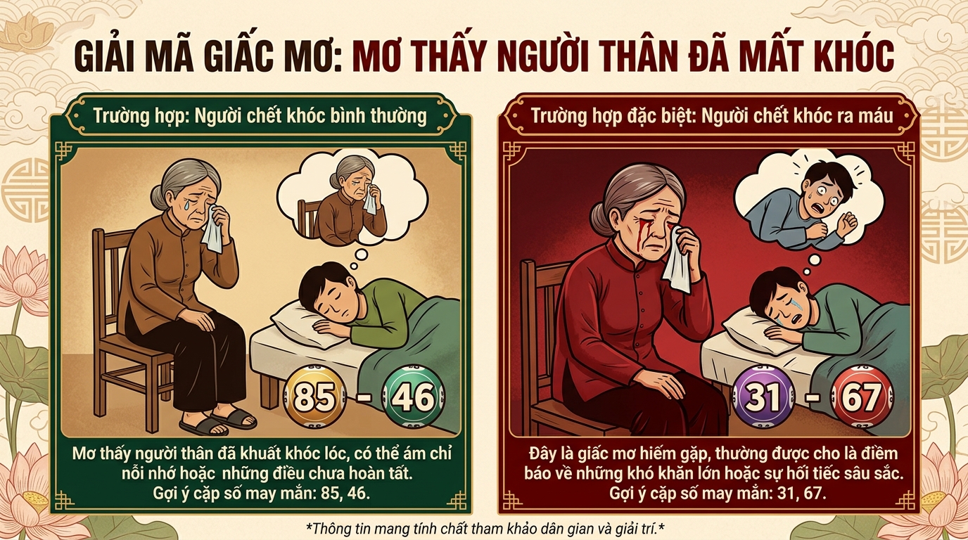 Nằm mơ thấy người chết khóc đánh con gì, khóc ra máu số mấy