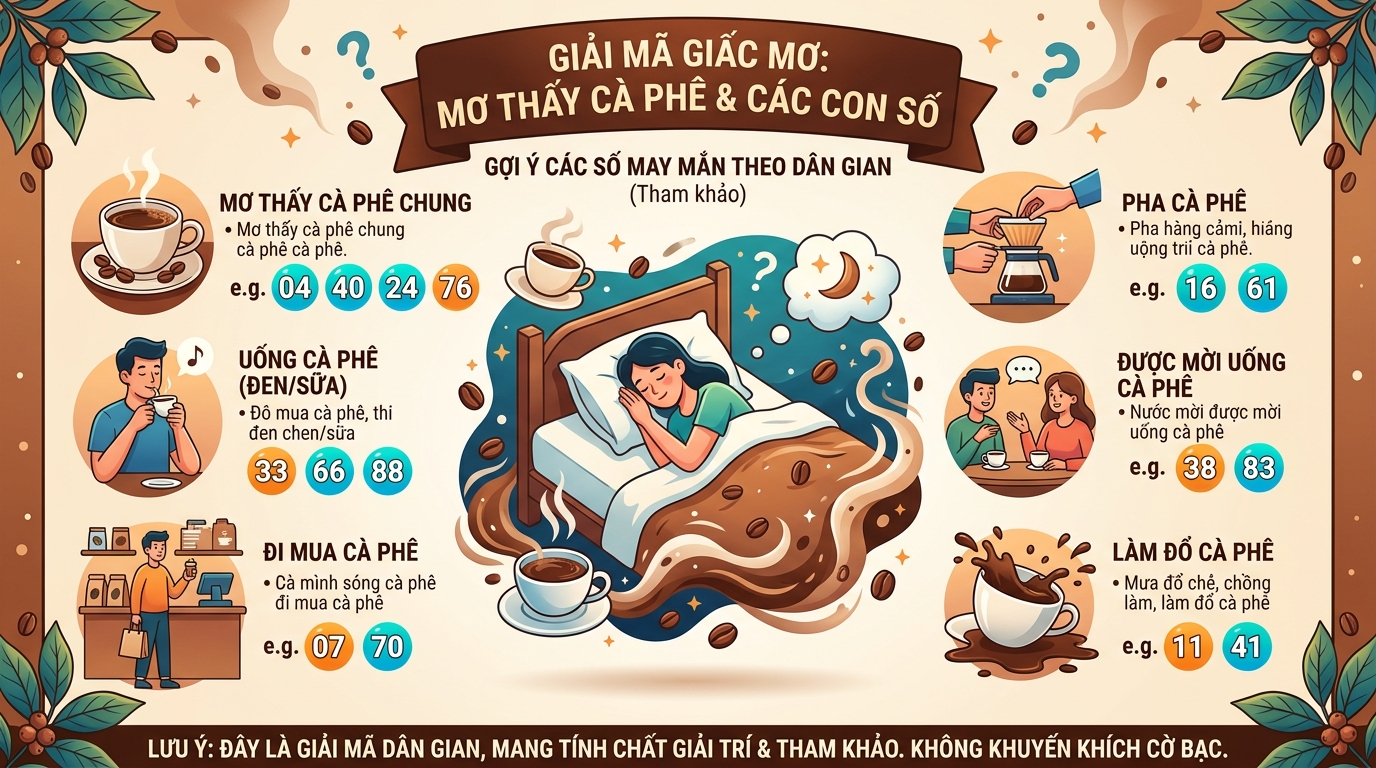 Nằm mơ thấy cà phê đánh số gì, nằm mơ thấy cafe chốt con gì