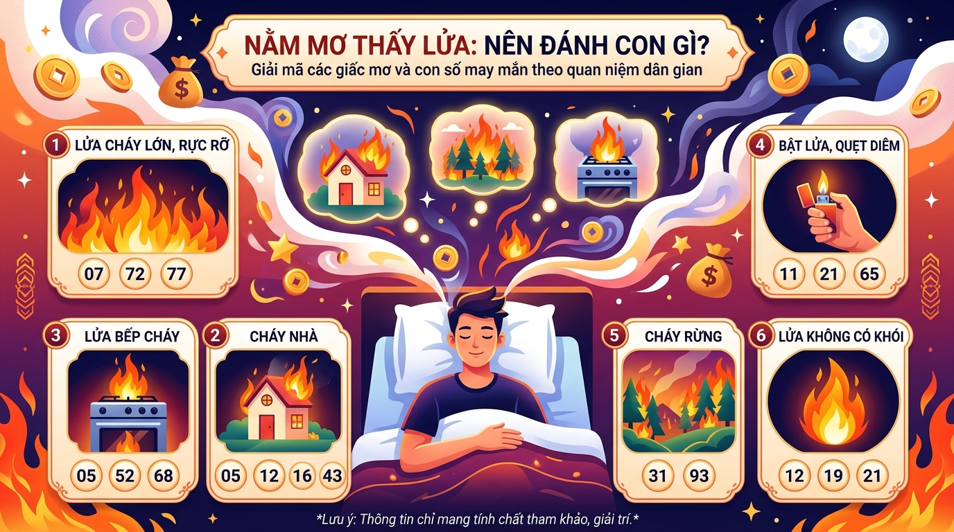 Nằm mơ thấy lửa đánh con gì, nằm mơ thấy lửa số mấy