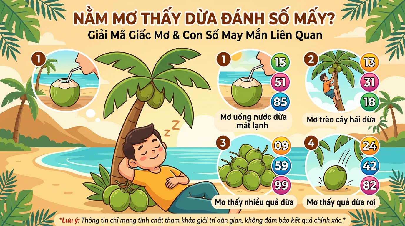 Nằm mơ thấy dừa đánh con gì, nằm mơ thấy trái dừa số mấy
