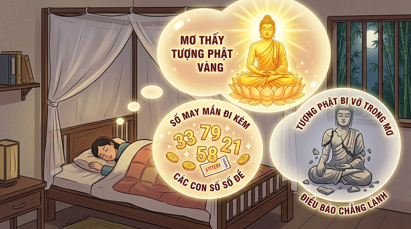 Nằm mơ thấy tượng phật bằng vàng đánh số may, tượng phật bị vỡ