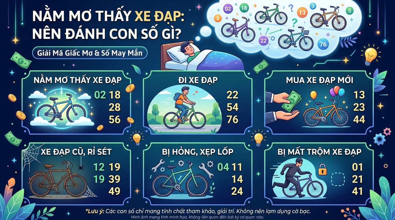 Nằm mơ thấy xe đạp đánh con gì chốt số mấy