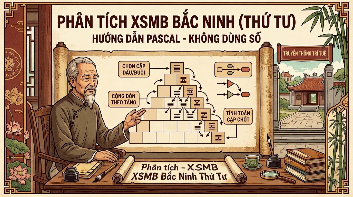 Biểu đồ hình tam giác ngược gồm các hàng chữ số xếp chồng lên nhau. Hàng trên cùng gồm 10 chữ số xếp ngang, các hàng dưới ngắn dần và kết thúc bằng một ô hình chữ nhật sáng màu chứa hai chữ số ở đáy, cạnh bên có một ô vuông nhỏ chứa hai chữ số.