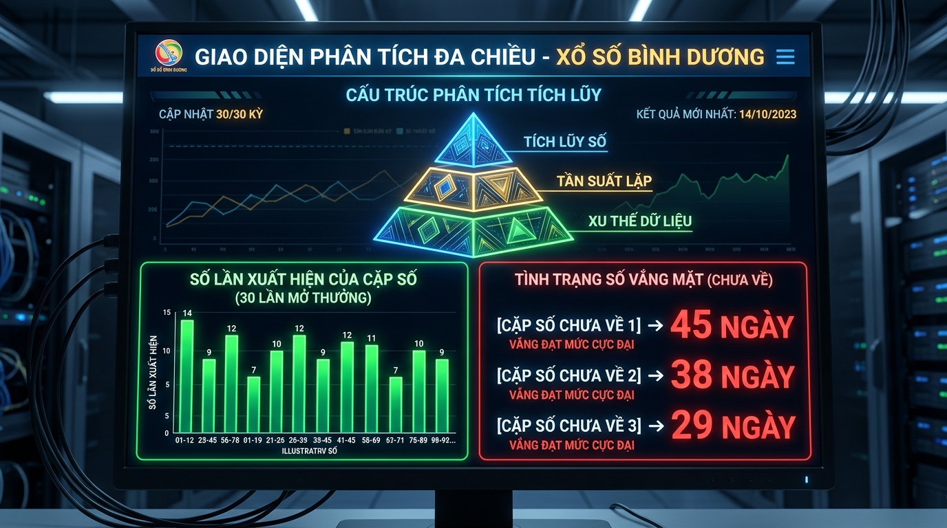 Biểu đồ tháp Pascal đài Bình Dương với hàng 11 chữ số trên cùng và các hàng hẹp dần tạo thành hình tam giác ngược, chứa cặp số Bạch thủ ở đáy.