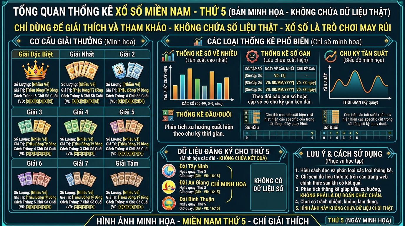 Tổng quan thống kê xổ số miền nam thứ 5 đài Tây Ninh, An Giang, Bình Thuận