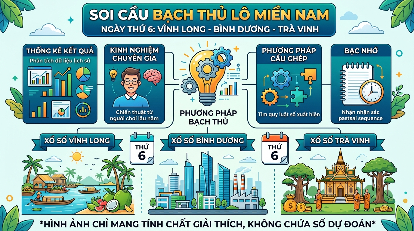 Soi cầu bạch thủ ngày Thứ 6 Vĩnh Long, Bình Dương, Trà Vinh