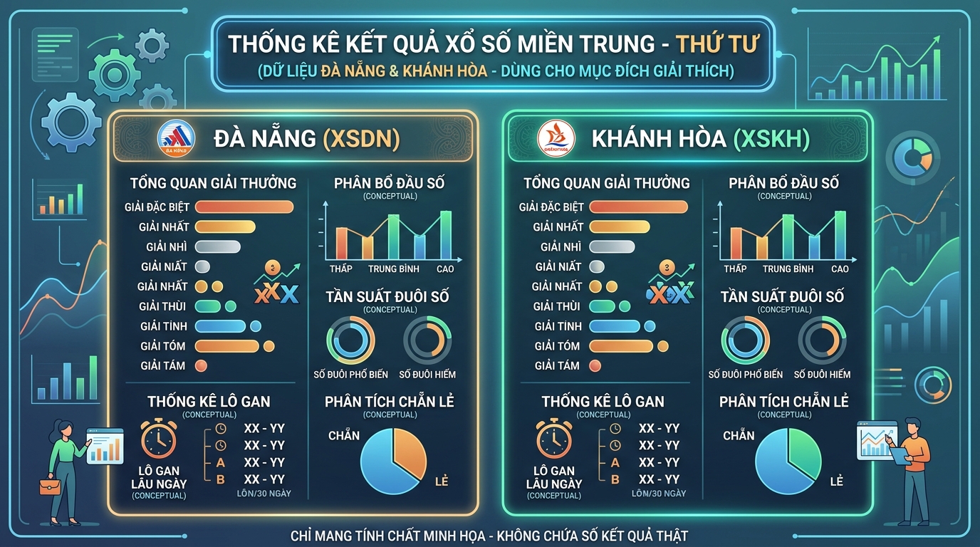 Tổng quan thống kê xổ số miền trung Thứ 4 đài Đà Nẵng và Khánh Hòa