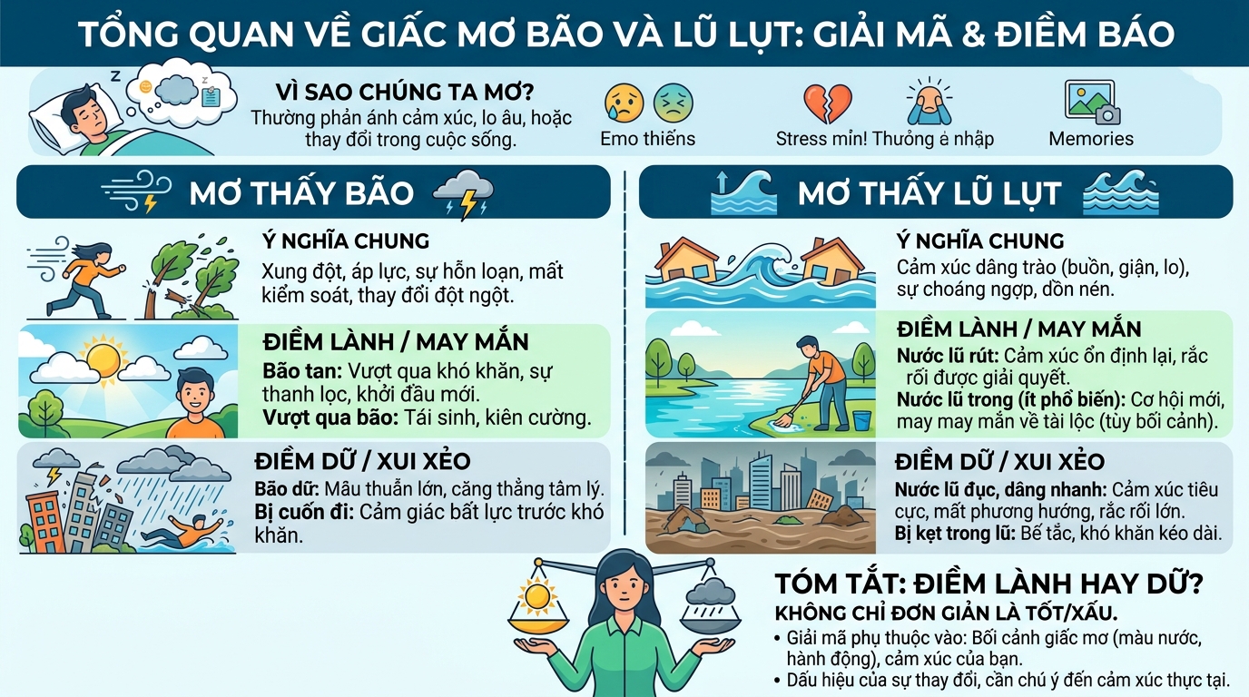 Giải mã tổng quan nằm mơ thấy bão lũ, lũ lụt là điềm gì, hên hay xui