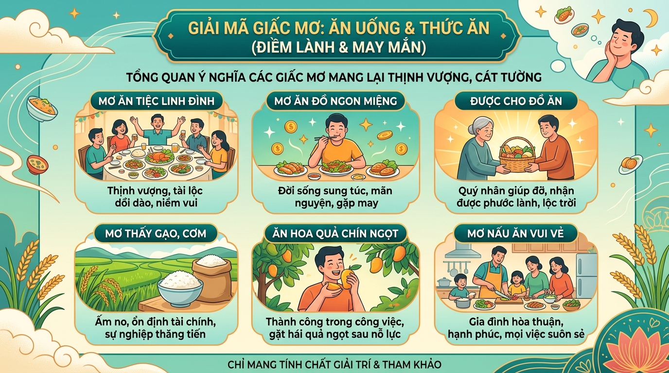 Giải mã tổng quan giấc mơ thấy ăn uống, lộc thực