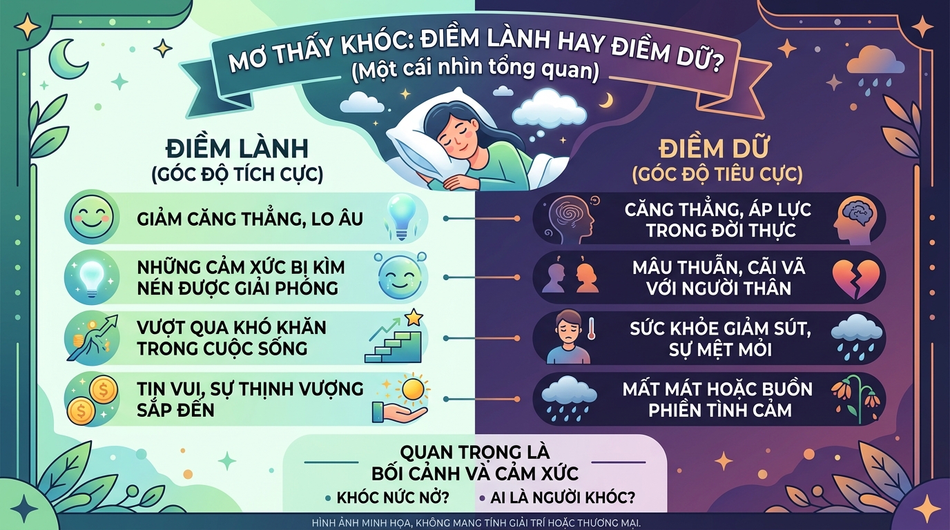 Giải mã tổng quan nằm mơ thấy khóc lóc hên hay xui