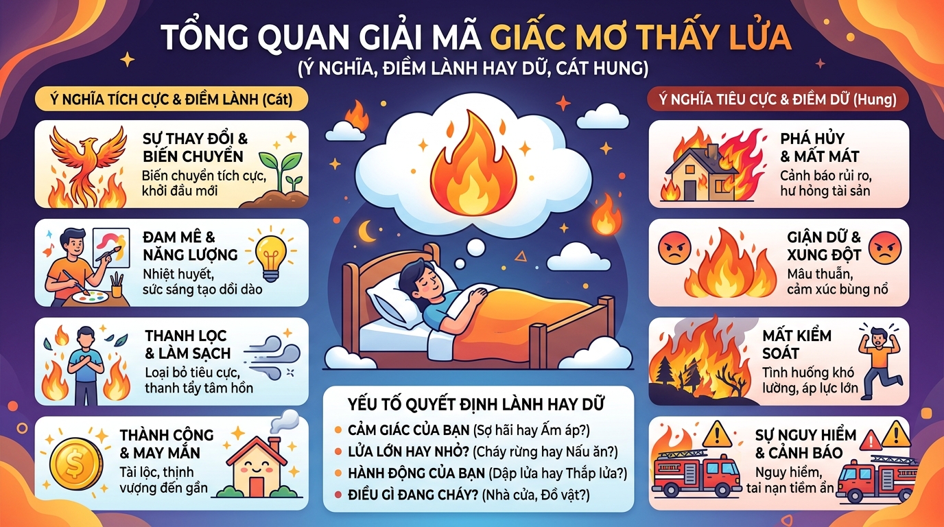 Giải mã tổng quan nằm mơ thấy lửa là điềm gì, hên hay xui, tốt hay xấu