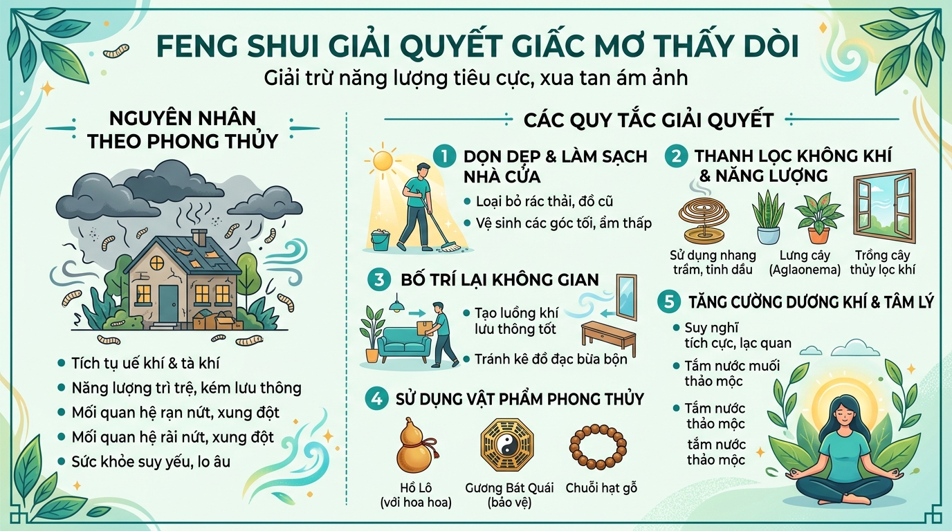 Quy luật phong thủy hóa giải giấc mơ thấy dòi